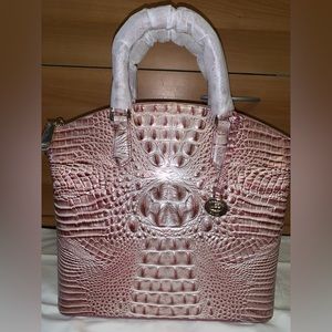 NWT BRAHMIN LARGE DUXBURY SATCHEL PINK ICING MELBOURNE LEATHER HANDBAG